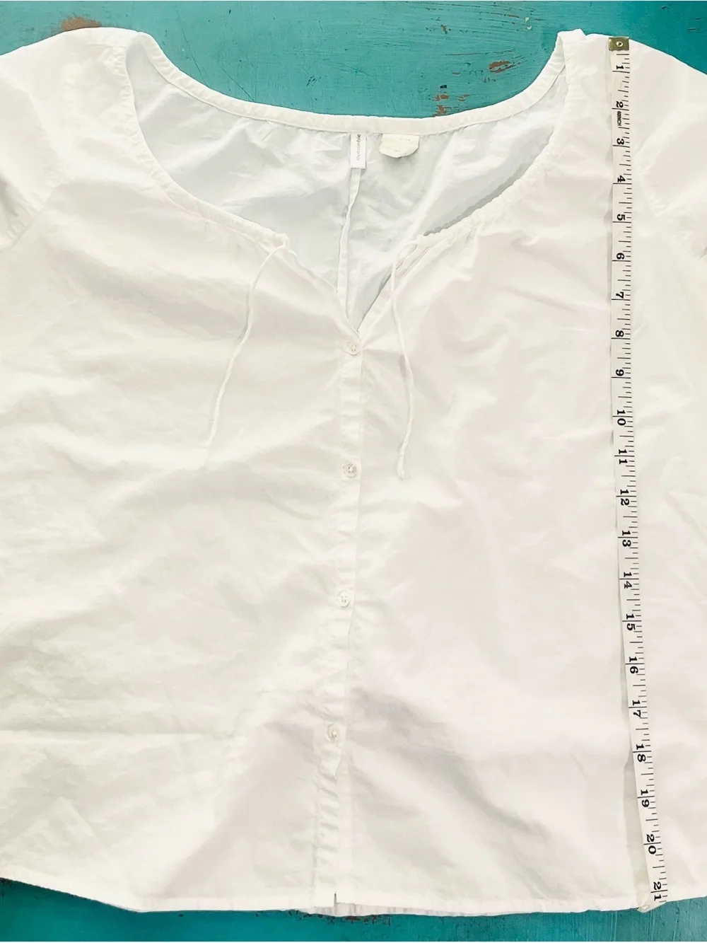 Abercrombie & Fitch White Button-Front Cotton Cap-Sleeve Blouse